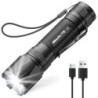 GEARLITE Taschenlampe Led Aufladbar, Superhelle Zoombare 2200 Lumen Mini Torch mit 3 Lichtmodi & Langer Betriebsdauer, IP65 W