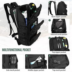 VINBAGGE Wanderrucksack Rucksack Militär Herren Damen Wasserdicht Taktischer Rucksäcke 30L Schwarz Backpack Trekkingrucksack 