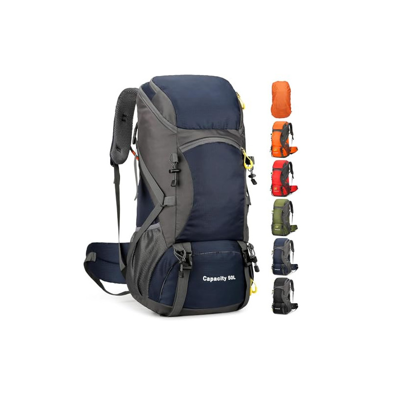 jianyana Wanderrucksack 50L Trekkingrucksack Regenhülle Reiserucksack Wasserdichter Campingrucksack für Wandern Camping Bergs jianyana Wanderrucksack 50L Trekkingrucksack Regenhülle Reiserucksack Wasserdichter Campingrucksack für Wandern Camping Bergs