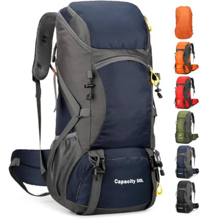 jianyana Wanderrucksack 50L Trekkingrucksack Regenhülle Reiserucksack Wasserdichter Campingrucksack für Wandern Camping Bergs