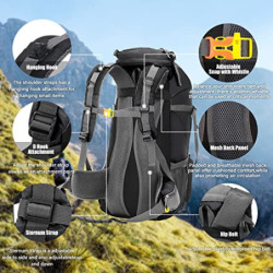 Lixada Trekkingrucksack Wanderrucksack Reiserucksack Rucksack 50L/60L Wasserabweisend mit Regen Abdeckung