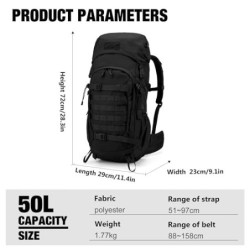 Mardingtop 50 Liter Erwachsene Taktischer Trekkingrucksacke Rucksack Outdoor Wanderrucksäcke