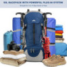 Loowoko Wanderrucksack 50L mit Regenschutz, Camping Rucksack Trekking Tasche für Outdoor, Männer & Frauen  Blau 