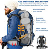 Loowoko Wanderrucksack 50L mit Regenschutz, Camping Rucksack Trekking Tasche für Outdoor, Männer & Frauen  Blau 