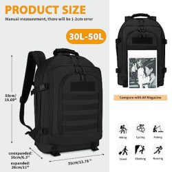 HUNTVP Taktischer Rucksack 50L Rucksack Erweiterbar MOLLE Wanderrucksack 50L Trekkingrucksack Herren Militär Rucksack Wasserd