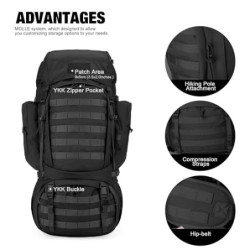 Mardingtop 60 Liter Taktischer Rucksack mit Regenhülle Großer Trekkingrucksäcke Erweiterbar Outdoor Rucksack Wanderrucksäcke 