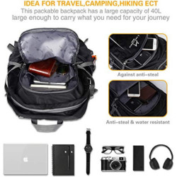 Loocower 45L Leichte Packable Reiserucksack Wanderrucksack, Multifunktionale Tagesrucksack, Faltbare Camping Trekking Rucksäc