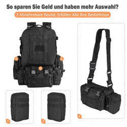 SHANNA Militär Rucksack, Taktischer Rucksack 55L Armee Rucksack MOLLE Assault Pack Taktischer Kampfrucksack für Outdoor Wande