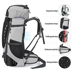HOMIEE Wanderrucksack 60L, Trekkingrucksack Herren Damen Camping Trekking Rucksack Reiserucksack Wanderrucksack Wasserdicht G
