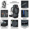 Adventure 4 Life® Trekkingrucksack: ultraleichter Frontlader - 60l Wanderrucksack - viel Stauraum für Backpacker - Damen+Herr