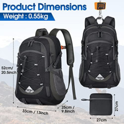 IGOLUMON Wanderrucksack Herren Damen 40L Wasserdichter Rucksack Leicht Faltbarer Reiserucksack Trekkingrucksack mit Reflexstr