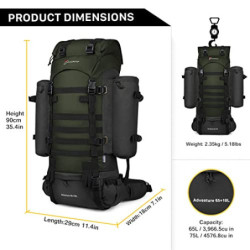 Mardingtop 65+10L Rucksack Taktischer Rucksack Wanderrucksack Trekkingrucksack YKK Zipper mit der großen Kapazität