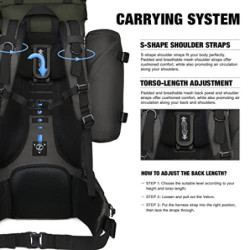 Mardingtop 65+10L Rucksack Taktischer Rucksack Wanderrucksack Trekkingrucksack YKK Zipper mit der großen Kapazität