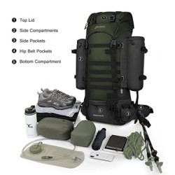 Mardingtop 65+10L Rucksack Taktischer Rucksack Wanderrucksack Trekkingrucksack YKK Zipper mit der großen Kapazität