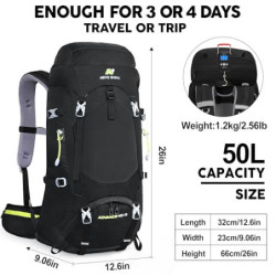 N NEVO RHINO Innenrahmen Wanderrucksack 50/60/65/70/80L, Bergsteigen, Camping, Tagesrucksack, wasserdichter Regenschutz