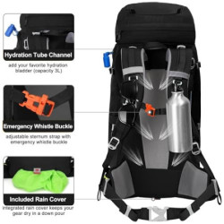 N NEVO RHINO Innenrahmen Wanderrucksack 50/60/65/70/80L, Bergsteigen, Camping, Tagesrucksack, wasserdichter Regenschutz