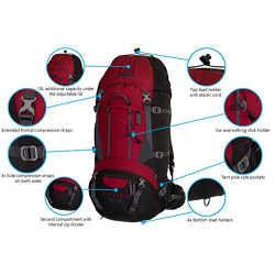 Tashev Outdoors Kentaurus Trekkingrucksack Wanderrucksack Damen Herren Backpacker Rucksack groß 60l Plus 10l  Hergestellt in 