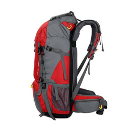 WoneNice Wasserdichter Wanderrucksack, 50 l  45 + 5  – Outdoor-Sport, Tagesrucksack mit Regenschutz - Rot - 50L US