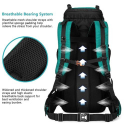Esup 60L Wandern Rucksack Männer Camping Rucksack mit regen abdeckung Leichte Backpacking Rucksack Reise Rucksack, Seeblau, 6