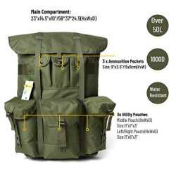 MT Akmax.cn Militärischer Alice Rucksack, 60 Liter Alice Pack, Army Survival Combat Backpack Wasserdichter Tactical Rucksack 