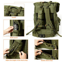 MT Akmax.cn Militärischer Alice Rucksack, 60 Liter Alice Pack, Army Survival Combat Backpack Wasserdichter Tactical Rucksack 