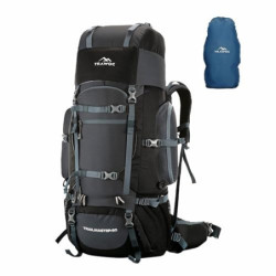 TRAWOC 80L Reiserucksack für Outdoor Sport Camp Wandern Trekking Tasche Camping Rucksack HK007  Grau 