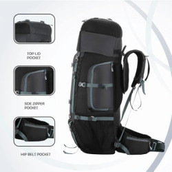 TRAWOC 80L Reiserucksack für Outdoor Sport Camp Wandern Trekking Tasche Camping Rucksack HK007  Grau 