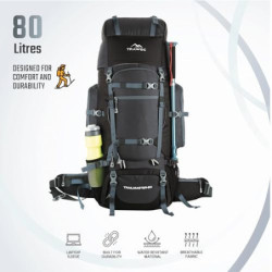 TRAWOC 80L Reiserucksack für Outdoor Sport Camp Wandern Trekking Tasche Camping Rucksack HK007  Grau 
