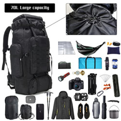 WintMing 70L Großer Camping Wandern Rucksack Taktischer Militär Molle Rucksack für Trekking Reisen Oxford Wasserdicht Bergste