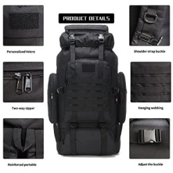 WintMing 70L Großer Camping Wandern Rucksack Taktischer Militär Molle Rucksack für Trekking Reisen Oxford Wasserdicht Bergste