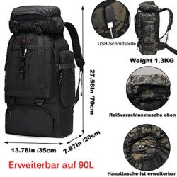 A-QMZL Wanderrucksack 80L,Herren Rucksäcke Wasserdicht Wanderrucksäcke Rucksack Backpack Reiserucksack Trekkingrucksack Outdo