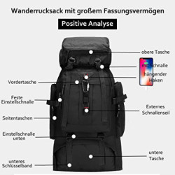 A-QMZL Wanderrucksack 80L,Herren Rucksäcke Wasserdicht Wanderrucksäcke Rucksack Backpack Reiserucksack Trekkingrucksack Outdo