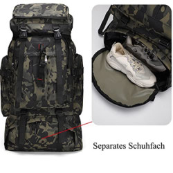 Wanderrucksäcke 80L Rucksack Reiserucksack Trekkingrucksäcke Multifunktionale Tagesrucksack Herren Damen Outdoorrucksack Dayp