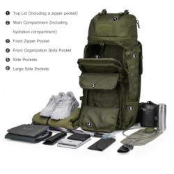 Mardingtop 75L Taktischer Rucksack Trekkingrucksack mit Regenhülle，Zubehör Pouch Wanderrucksack Großen Kapazität Backpack Out