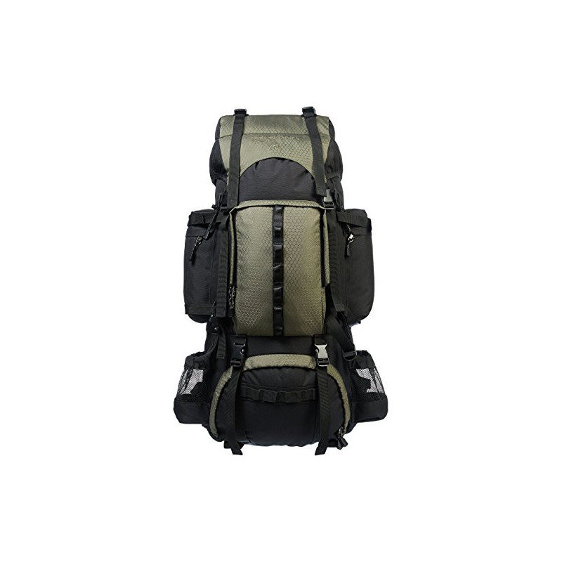 Amazon Basics - Wanderrucksack mit Innengestell und Regenschutz, 75 L, Grün