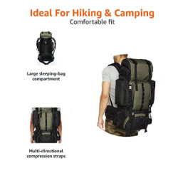 Amazon Basics - Wanderrucksack mit Innengestell und Regenschutz, 75 L, Grün