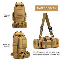 HongXingHai 100 l Camping-Wanderrucksack, Molle-Militär-Rucksack, wasserdicht, leicht, Wanderrucksack, Khaki-c, Large, Wander