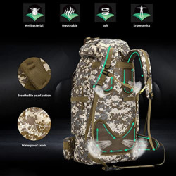 HongXingHai 100 l Camping-Wanderrucksack, Molle-Militär-Rucksack, wasserdicht, leicht, Wanderrucksack, Khaki-c, Large, Wander