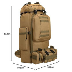 HongXingHai 100 l Camping-Wanderrucksack, Molle-Militär-Rucksack, wasserdicht, leicht, Wanderrucksack, Khaki-c, Large, Wander