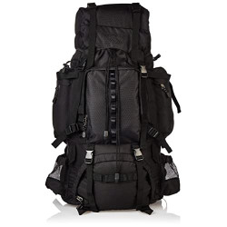 Amazon Basics - Wanderrucksack mit Innengestell und Regenschutz, 75I, Schwarz