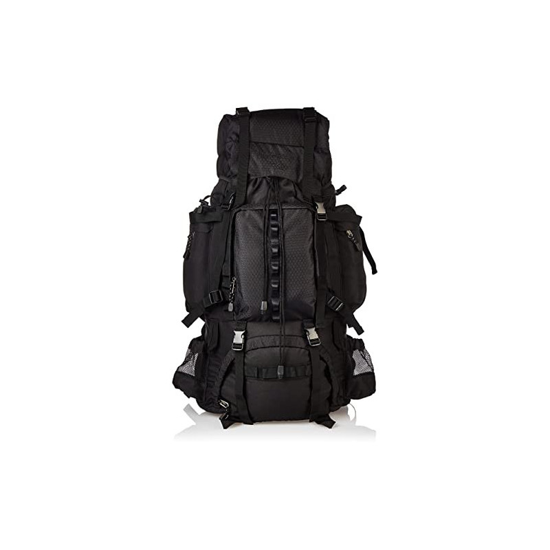 Amazon Basics - Wanderrucksack mit Innengestell und Regenschutz, 75I, Schwarz