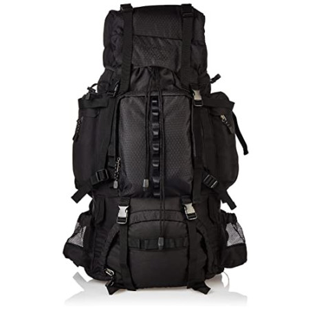 Amazon Basics - Wanderrucksack mit Innengestell und Regenschutz, 75I, Schwarz