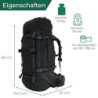 Steinwood Trekkingrucksack 70L  neu 2024 , Wanderrucksack, Backpacker-Rucksack, Reiserucksack, wasserabweisend mit Regenhülle