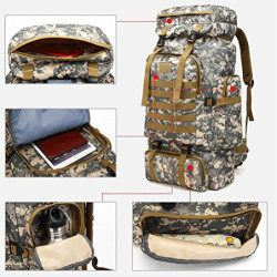 COTTILE Rucksack 80L Wasserdichtes Klettern Wandern Camouflage Rucksack Große Kapazität Camping Bergsteigen Outdoor Sport Ruc