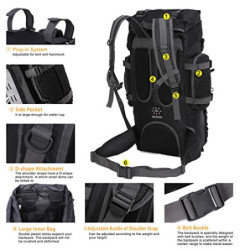 Mooedcoe 75L Trekkingrucksäck Große Kapazität Bergsteigen Rucksack Wanderrucksack Outdoor-Reisen Bergsteigen Klettern Camping
