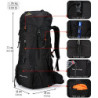Doshwin 70L Rucksack Campingrucksack Trekkingrucksack Wanderrucksack Reiserucksack  mit Regenschutz   Schwarz 