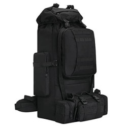 KingsGuard 100L Camping Wandern Rucksack Molle Rucksack Militär Camping Rucksackreisen Tagesrucksack, Schwarz, Large, Campin