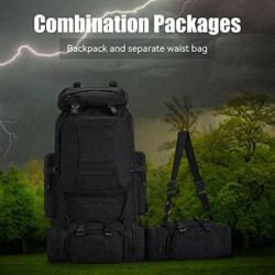 KingsGuard 100L Camping Wandern Rucksack Molle Rucksack Militär Camping Rucksackreisen Tagesrucksack, Schwarz, Large, Campin