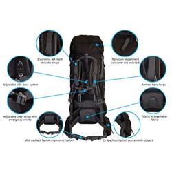 Tashev Outdoors Kentaurus Trekkingrucksack Wanderrucksack Damen Herren Backpacker Rucksack groß 80l Plus 15l Schwarz & Grün 2