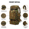 Kabxhueo Rucksack 80L Wasserdicht Notfallrucksack Military Armee Rucksack Großer Outdoor Reiserucksack Kampfrucksack Fluchtru